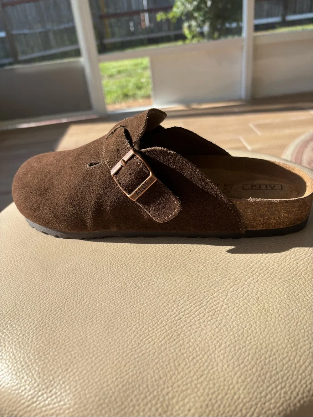 Kids Brown Suede Slip-On Moccasins with Buckle Accent